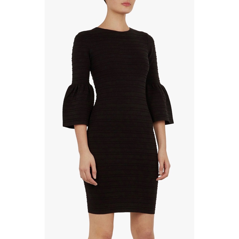 Ted Baker Yansiaa Black Bell Sleeve Sheath Dress